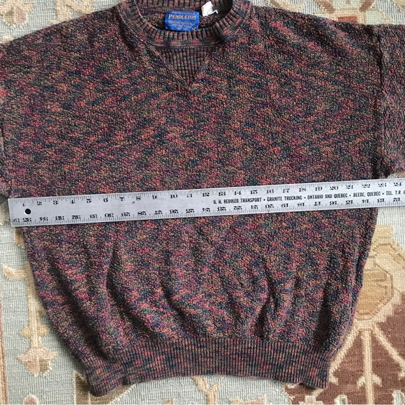 SOLD: Pendleton Sweater Textured Multicolor Made In USA 100% Cotton Womens L - Picture 13 of 14
